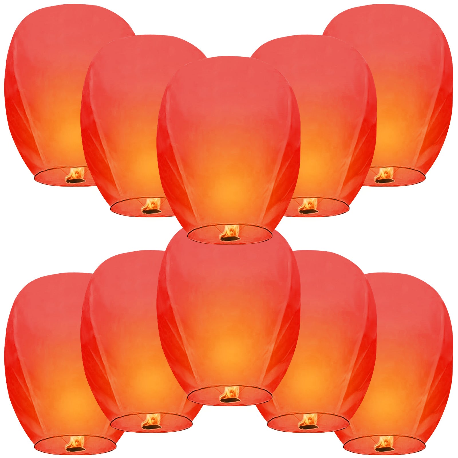 Nuluphu10-Pack Chinese Memorial Sky Lanterns(Red)
