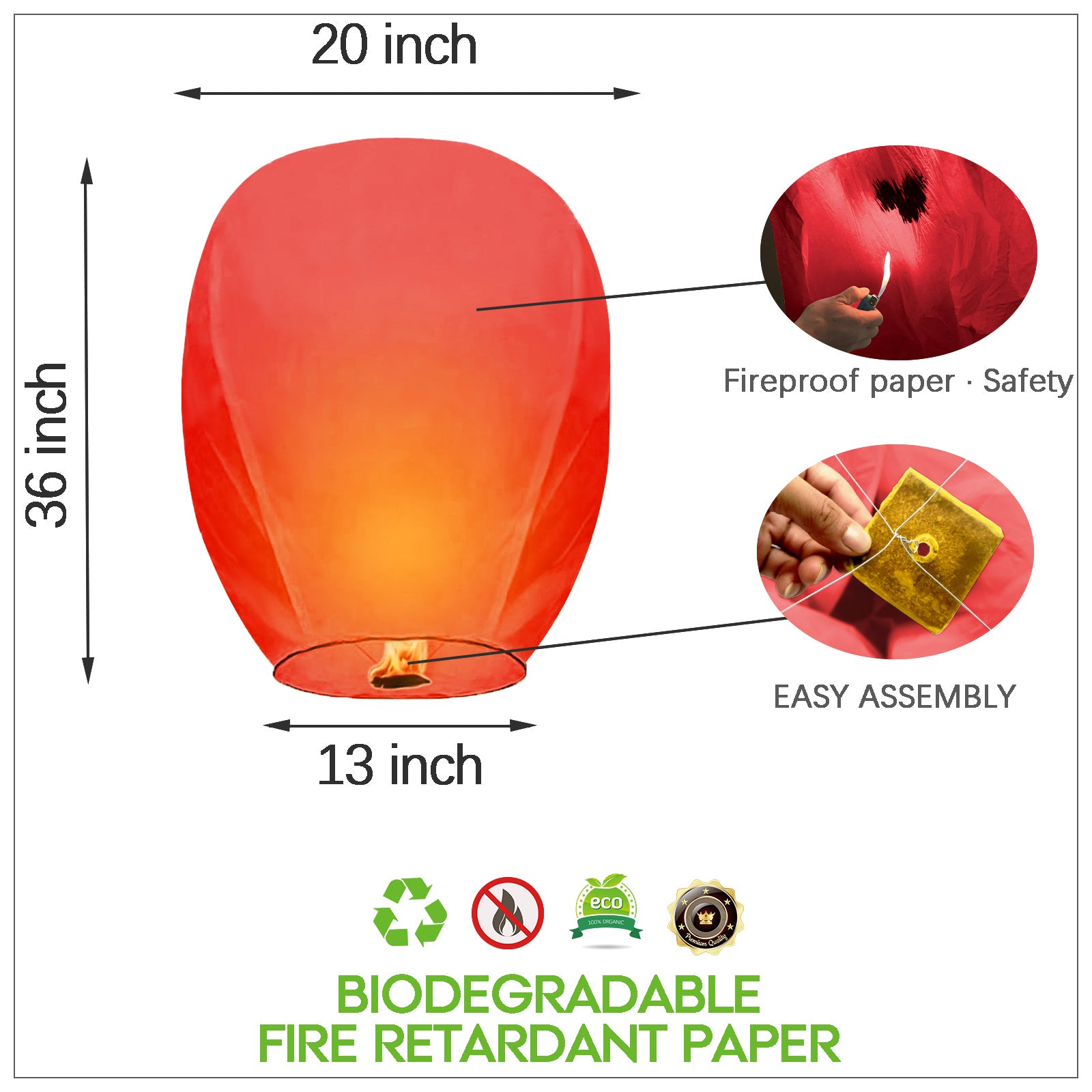 Nuluphu10-Pack Chinese Memorial Sky Lanterns(Red)