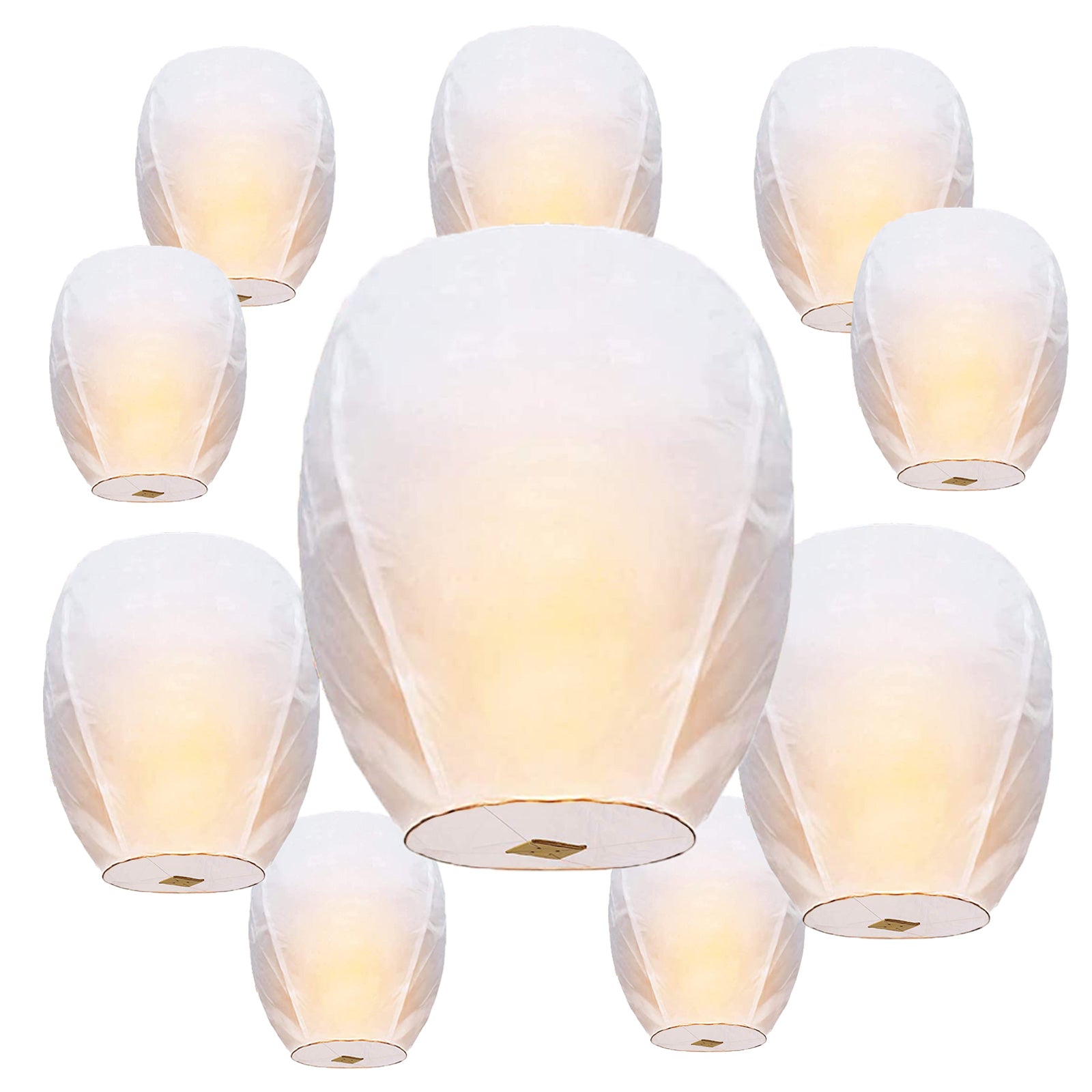 Nuluphu 10-Pack Chinese Memorial Sky Lanterns (White)