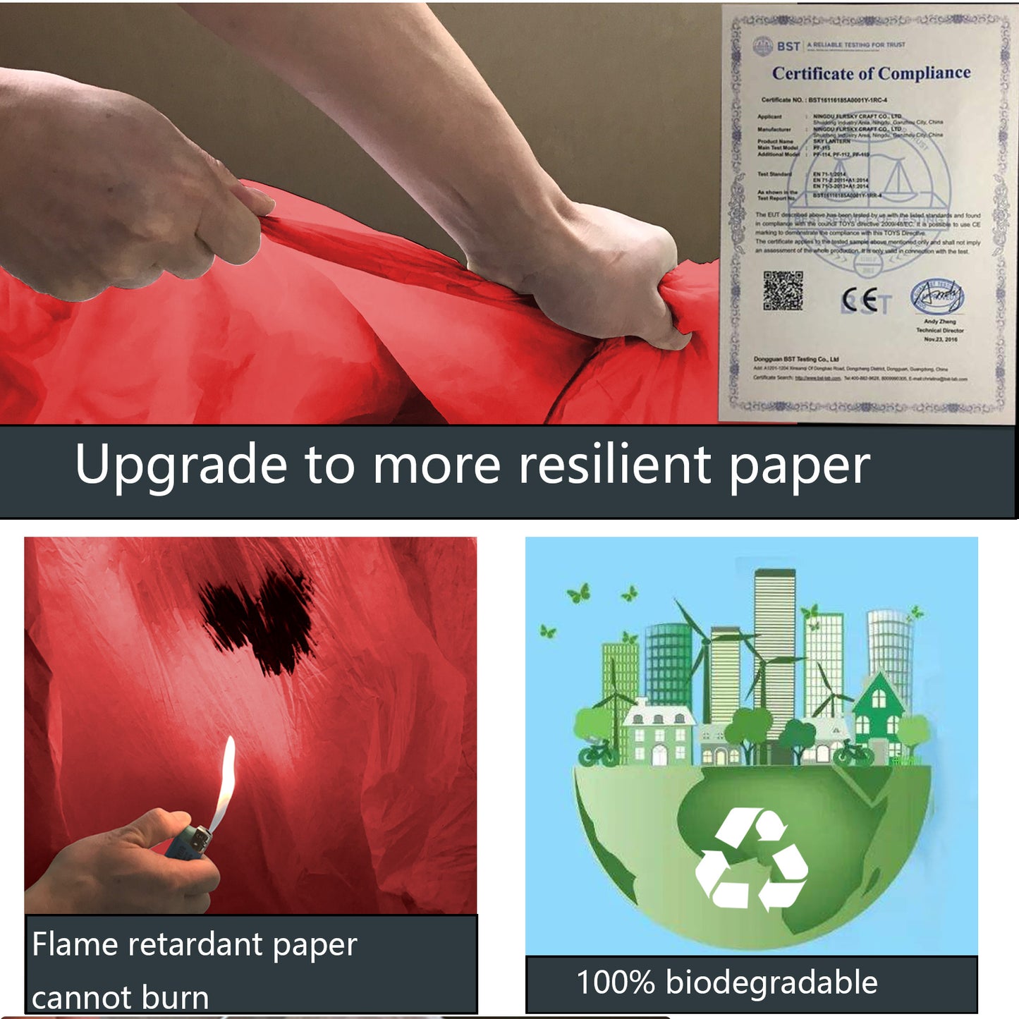 Nuluphu10-Pack Chinese Memorial Sky Lanterns(Red)