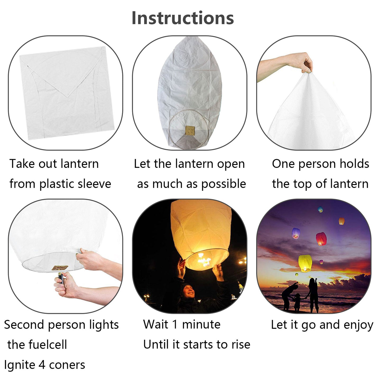Nuluphu 10-Pack Chinese Memorial Sky Lanterns (White)