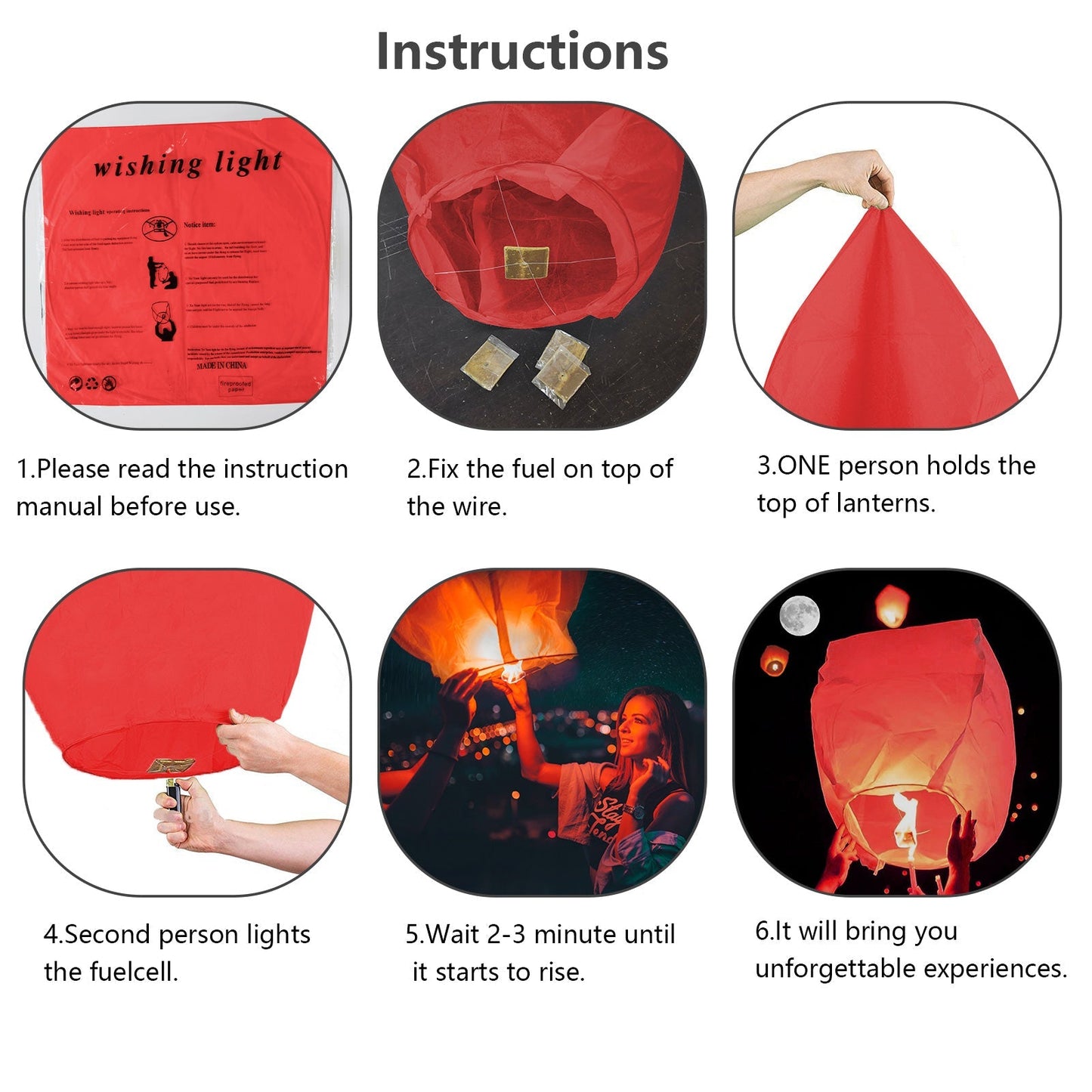 Nuluphu 20-Pack Chinese Memorial Sky Lanterns (Red)
