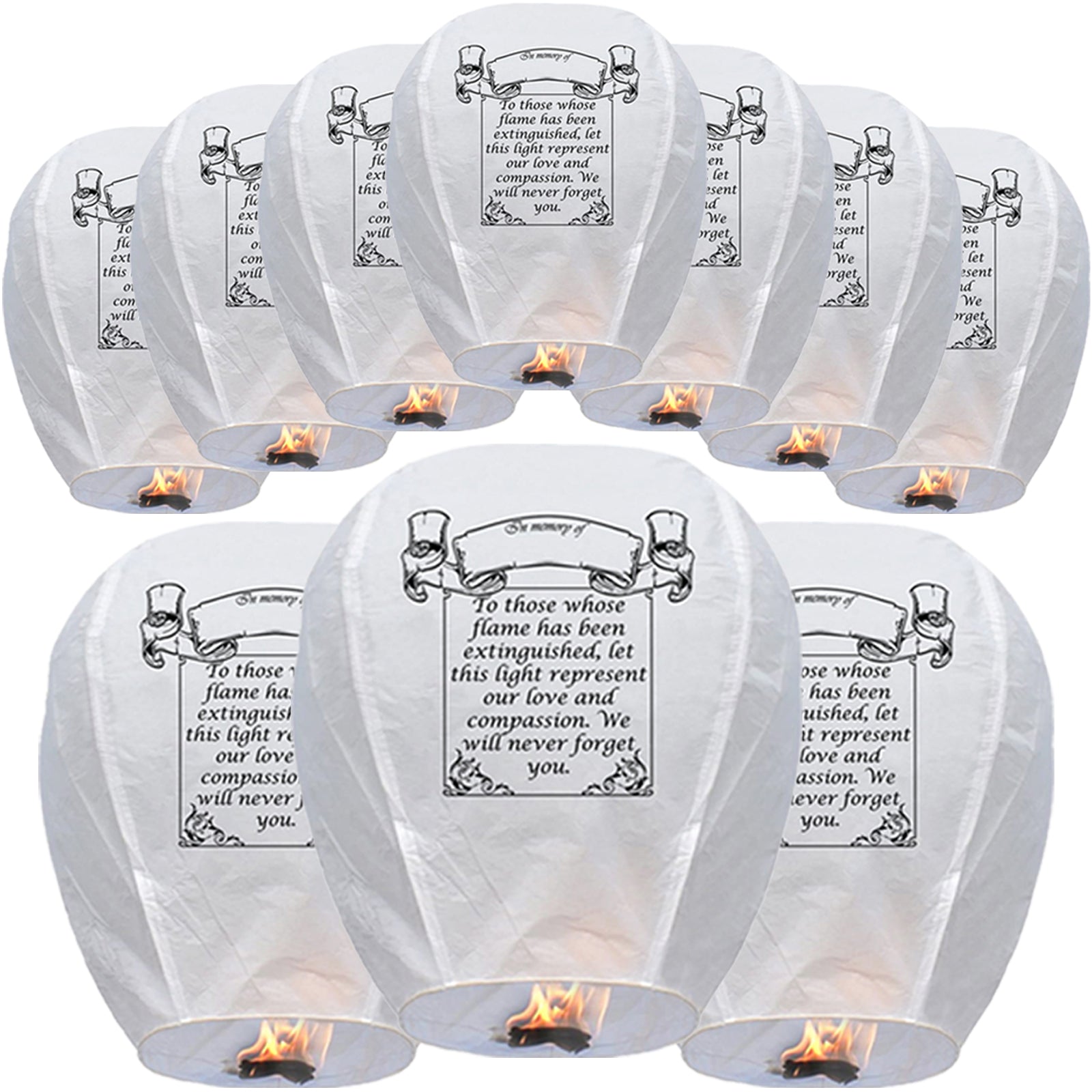Nuluphu 10-Pack Chinese Memorial Sky Lanterns (White)